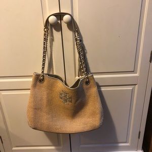 Tory Burch straw bag with gold accents